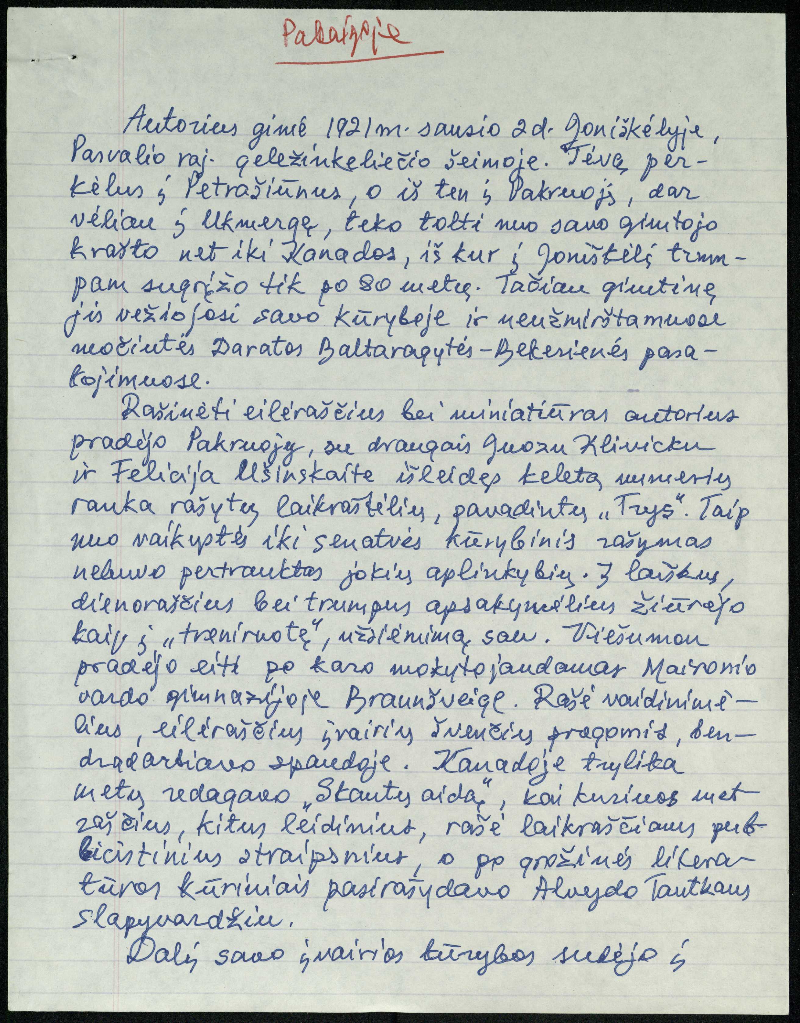 Rašytojo, savaitraščio „Tėviškės Žiburiai“ redaktoriaus Česlovo Senkevičiaus autobiografija, spausdinta knygoje „Trys iki šimto“ 