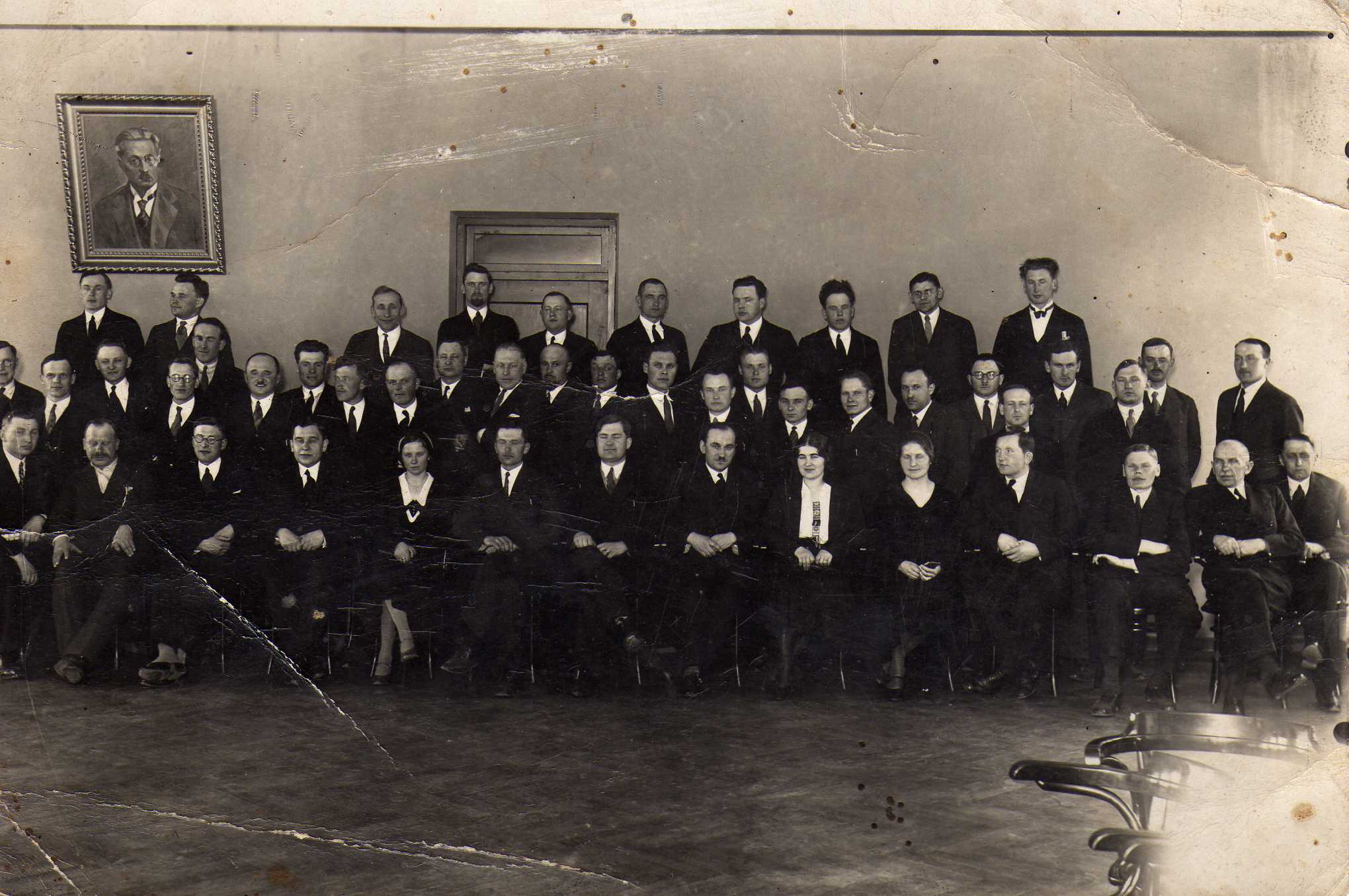 Agronomų sąjungos suvažiavimas. Žemės ūkio rūmų Šakių apskrities vyriausiasis agronomas Petras Vasinauskas (antroje eilėje antras iš dešinės). 1934 m.