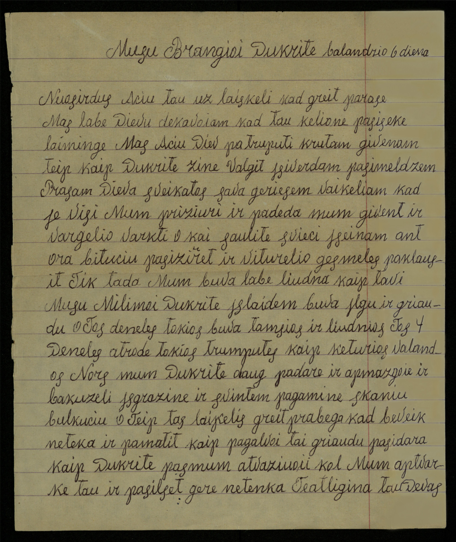 Tėvų laiškas Paulei Mikelinskaitei. Balandžio 6 d. 