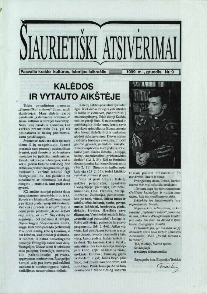  Šiaurietiški atsivėrimai : Pasvalio krašto kultūros, istorijos laikraštis 1999, nr. 9