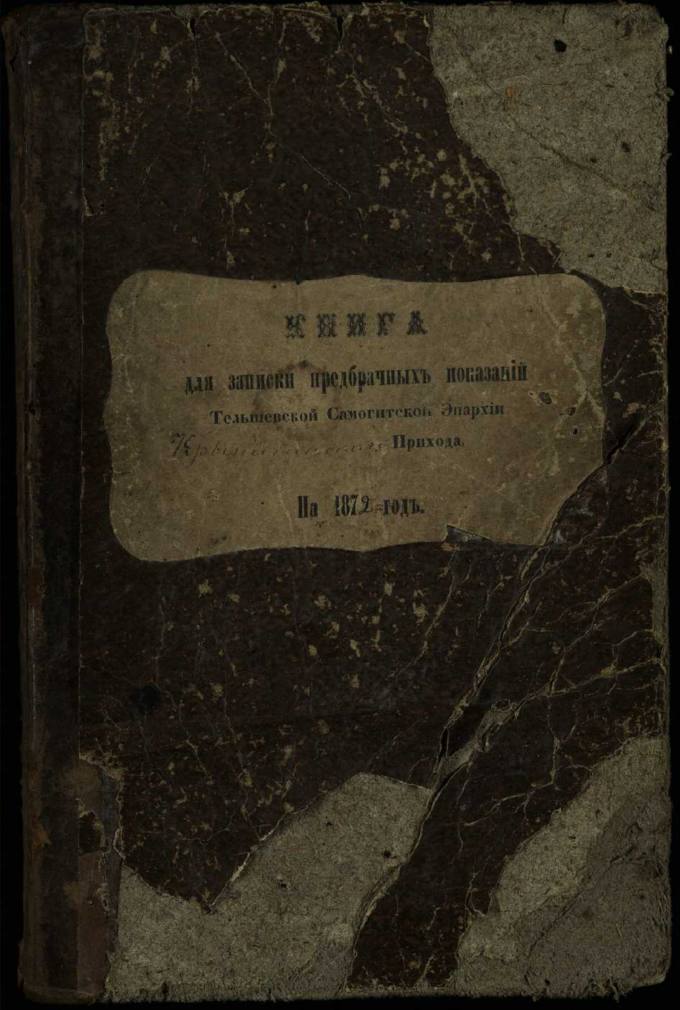 Krinčino Romos katalikų parapijos bažnyčios 1872–1881 metų priešjungtuvinės apklausos knyga