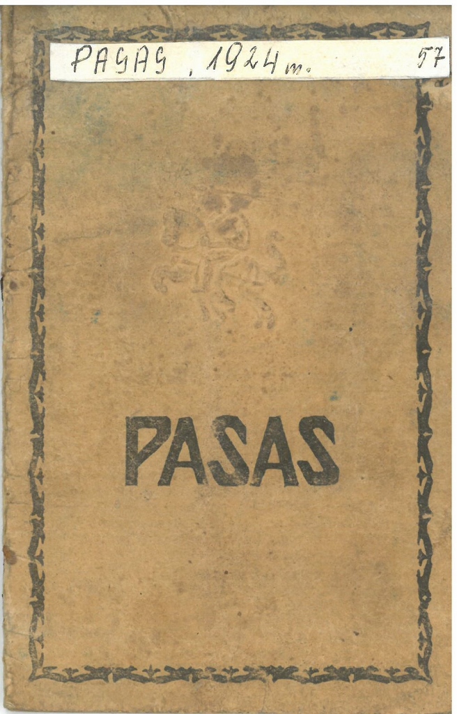 Biržų-Pasvalio apskr. Vaškų vlsč. Vainikonių k. [dabar – Vainekoniai] gyventojo Antano Markevičiaus pasas, išduotas 1924 m. sausio 7 d. Paso Nr. 848873. 