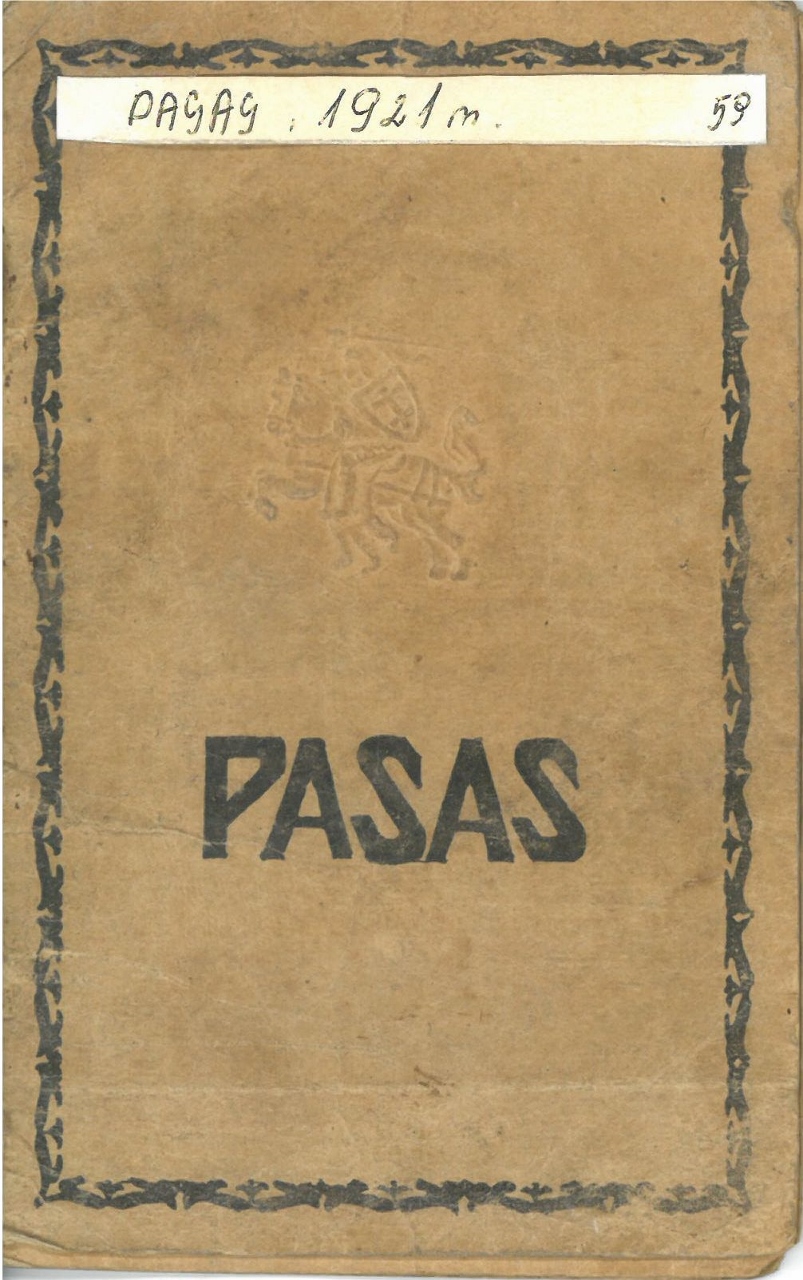 Pasvalio apskr. Vaškų vlsč. Vainikonių k. [dabar – Vainekoniai] gyventojo Kazio Morkevičiaus pasas, išduotas 1921 m. rugsėjo 26 d. Paso Nr. 527383. 