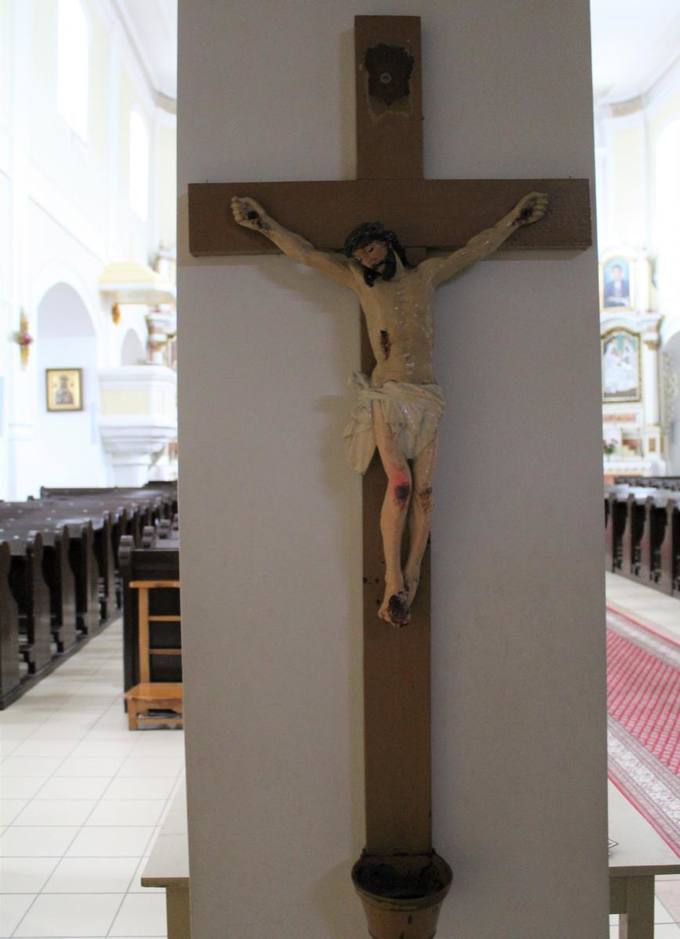 Pasvalio Šv. Jono Krikštytojo bažnyčios fragmentas.  Aidos Leimontaitės nuotrauka, 2019. 