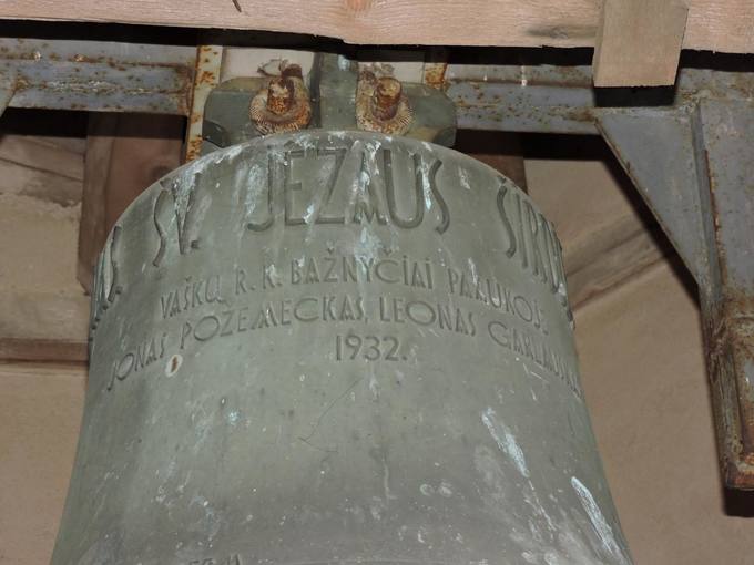 Vaškų Šv. Juozapo bažnyčios didysis varpas (ø 91 cm). Gražvydo Balčiūnaičio nuotrauka, 2019.