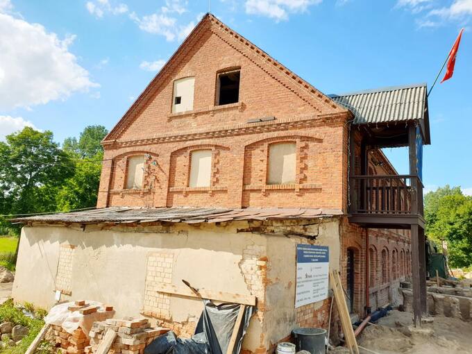 Raubonių vandens malūno, vilnų karšyklos-verpyklos restauracijos ir rekonstrukcijos bei pritaikymo turizmo reikmėms darbai. Tomos Mikalajūnaitės nuotrauka, 2020 