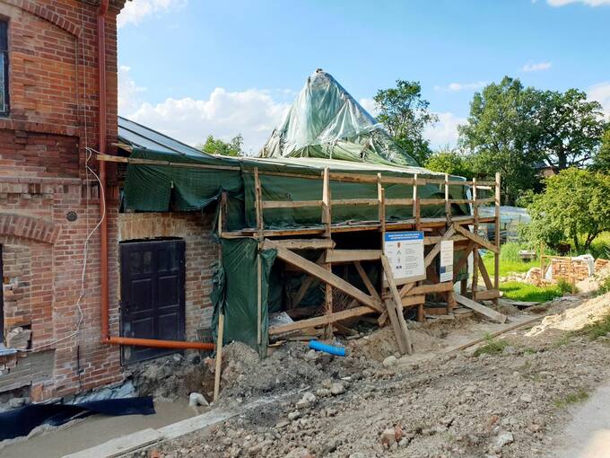 Raubonių vandens malūno, vilnų karšyklos-verpyklos restauracijos ir rekonstrukcijos bei pritaikymo turizmo reikmėms darbai. Tomos Mikalajūnaitės nuotrauka, 2020 