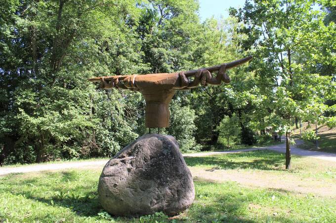 Skulptūra „Pasvaliukas“ parke „Pasvalio Šveicarija“. Aidos Leimontaitės nuotrauka, 2019