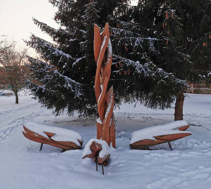 Skulptūra „Ugnies šokis“ Pasvalyje. Almos Balčiūnienės nuotrauka, 2021.