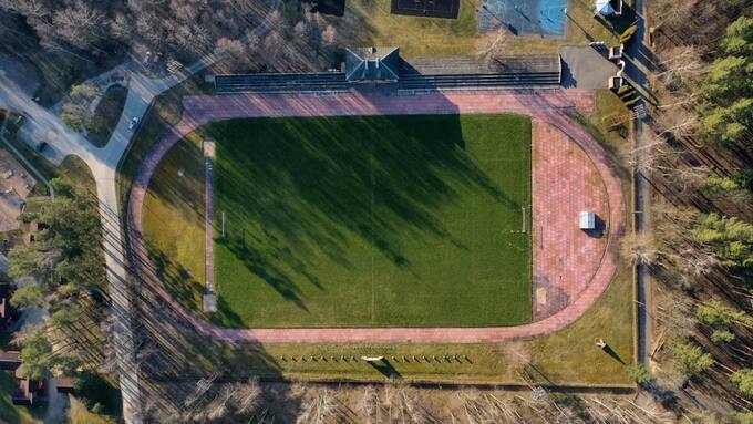 Pasvalio kultūros ir poilsio parko vaizdas iš paukščio skrydžio. Dainiaus Vareikos nuotrauka, 2020