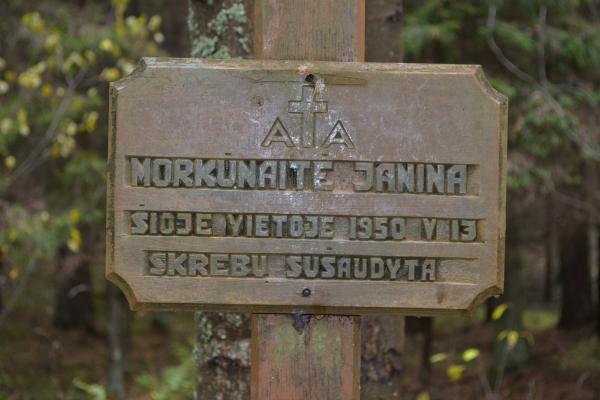 Kryžius partizanų ryšininkei Janinai Morkūnaitei Žaliojoje girioje