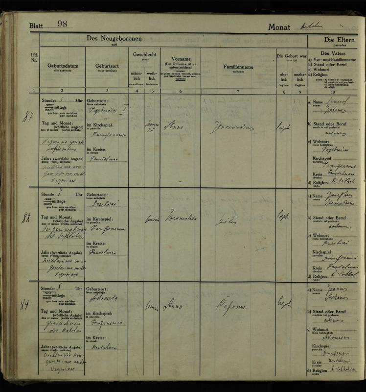 Pumpėnų Romos katalikų parapijos bažnyčios 1916–1921 metų krikšto metrikų knyga