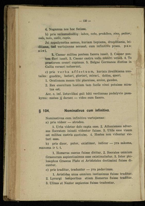 Lotynų kalbos etimologija ir pirmieji sintaksės dalykai: vidurinėms mokykloms vadovėlis (3-sios ir 4-sios kl. kursas) / K. Kliuksinas. – Kaunas: kooperacijos sąjungos „Spaudos fondo“ leidinys, 1932. – 131, [4] p.