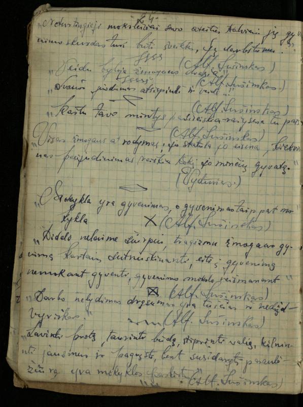 Žurnalisto, literato, vertėjo Kazimiero Pūro sąsiuvinis „Perskaitytų knygų ištraukos, mintys ir mano paties kūryba“