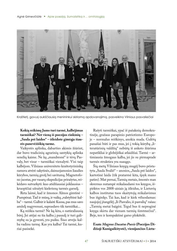 Šiaurietiški atsivėrimai : Pasvalio krašto istorijos ir kultūros žurnalas 2014, nr. 1 (36)