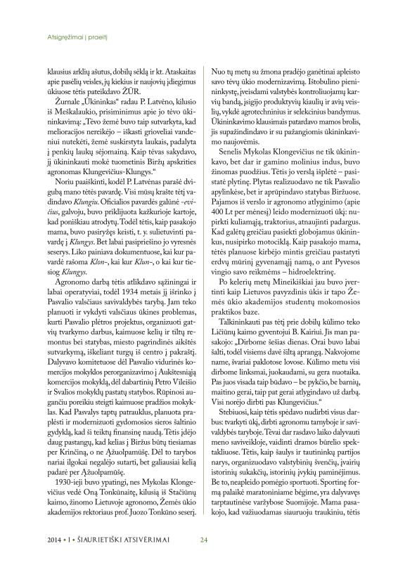 Šiaurietiški atsivėrimai : Pasvalio krašto istorijos ir kultūros žurnalas 2014, nr. 1 (36)