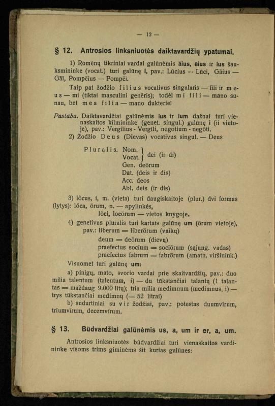 Lotynų kalbos etimologija ir pirmieji sintaksės dalykai: vidurinėms mokykloms vadovėlis (3-sios ir 4-sios kl. kursas) / K. Kliuksinas. – Kaunas: kooperacijos sąjungos „Spaudos fondo“ leidinys, 1932. – 131, [4] p.