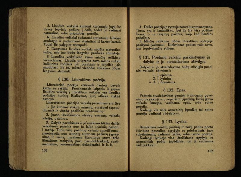 Literatūros teorija : vadovėlis aukštesniosioms mokykloms / K. Bizauskas. – 3 -ias leid. – Kaunas, 1922. – 199 p.