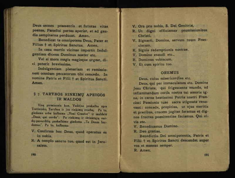 Naujas vadovėlis šv. Pranciškaus tretininkams / sustatė T. Pranciškus Bizauskas O. F. M. – 3-ias papild. ir pager. leid. – Kaunas: [s.n.], 1934. – 200 p.