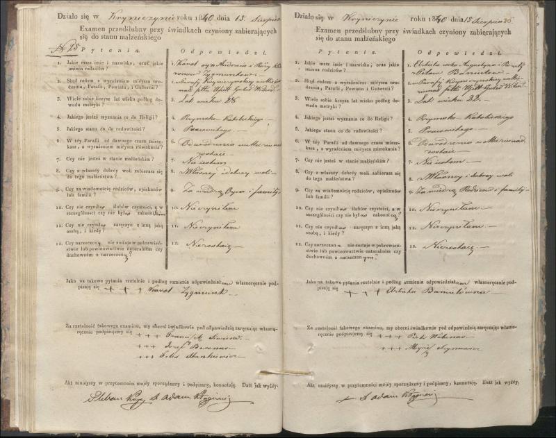 Krinčino Romos katalikų parapijos bažnyčios 1840–1844 metų priešjungtuvinės apklausos knyga