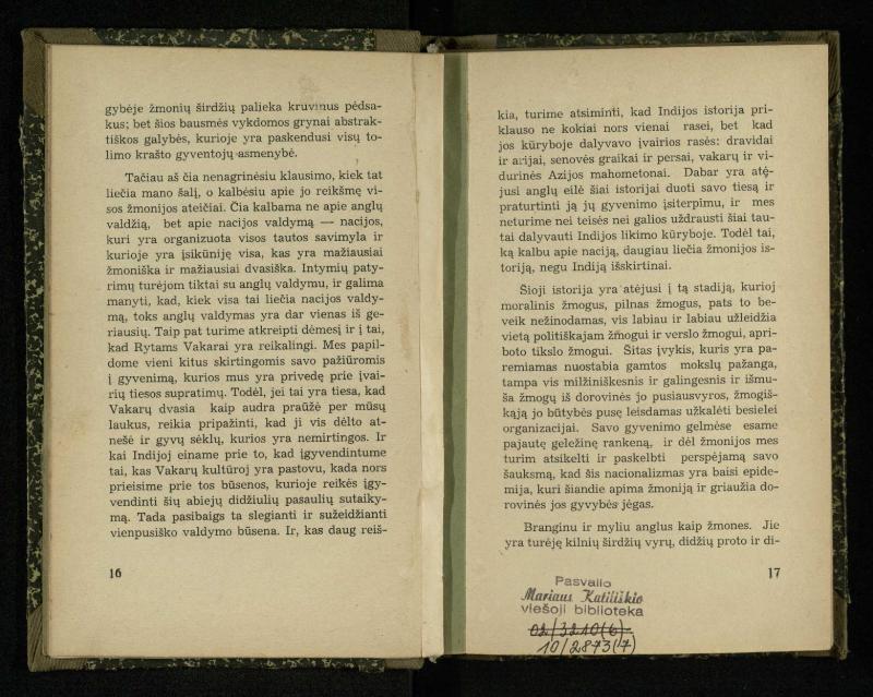 Nacionalizmas: nacionalizmas Vakaruose; Nacionalizmas Japonijoj; Nacionalizmas Indijoj / Rabindranath Tagore. – Kaunas: [s.n.], 1937. – 122, [2] p.