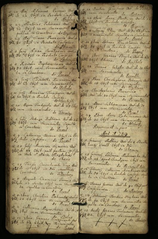 Pasvalio Romos katalikų parapijos bažnyčios 1744–1776 metų mirties metrikų knyga