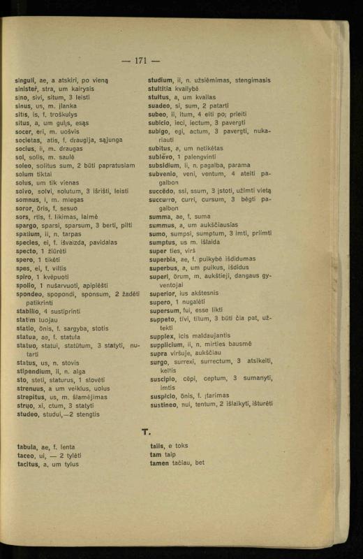 Lotynų kalbos chrestomatija: vidurinėms mokykloms vadovėlis (3-sios ir 4-sios klasės kursas) / K. Kliuksinas. – [Kaunas]: Koper. s-ga „Spaudos fondas“, 1932. – 191 p.