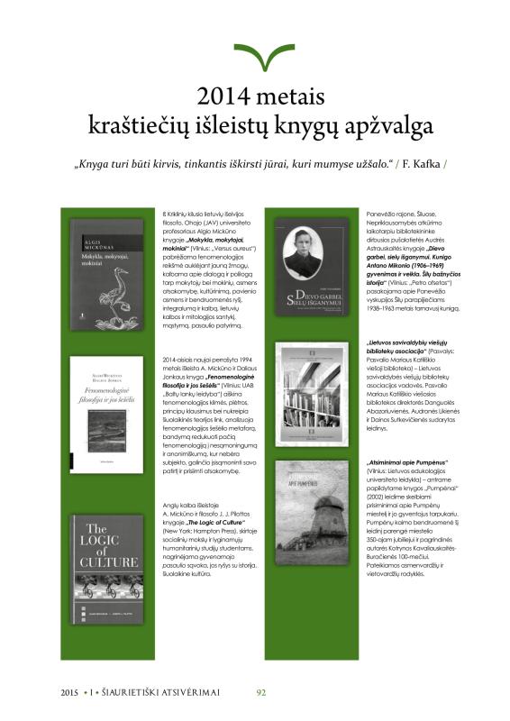 Šiaurietiški atsivėrimai : Pasvalio krašto istorijos ir kultūros žurnalas 2015, nr. 1 (38)