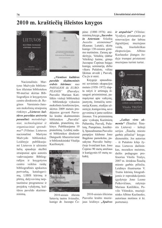 Šiaurietiški atsivėrimai : Pasvalio krašto istorijos ir kultūros žurnalas 2011, nr. 1 (30)
