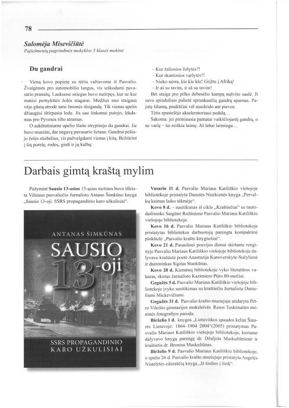 Šiaurietiški atsivėrimai : Pasvalio krašto istorijos ir kultūros žurnalas 2006, nr. 2 (21)