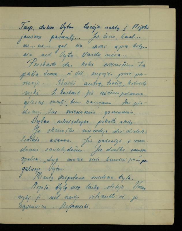 Žurnalisto, literato, vertėjo Kazimiero Pūro kūrybos I sąsiuvinis. Apsakymas (autobiografinė impresija), 1950 m.