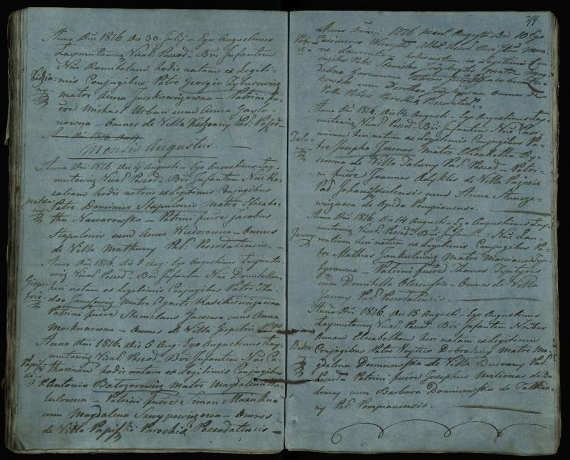 Pušaloto Romos katalikų parapijos bažnyčios 1814–1822 metų krikšto metrikų knyga