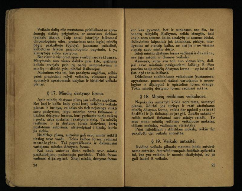 Literatūros teorija : vadovėlis aukštesniosioms mokykloms / K. Bizauskas. – 3 -ias leid. – Kaunas, 1922. – 199 p.
