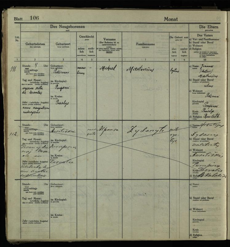 Pumpėnų Romos katalikų parapijos bažnyčios 1916–1921 metų krikšto metrikų knyga