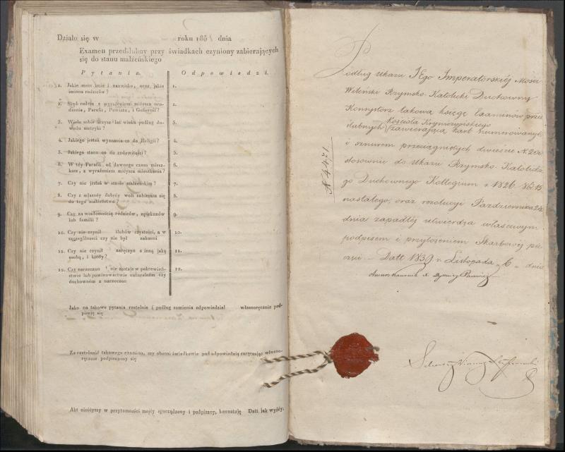 Krinčino Romos katalikų parapijos bažnyčios 1840–1844 metų priešjungtuvinės apklausos knyga