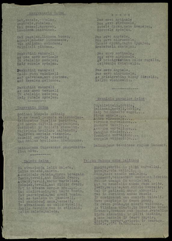 Rašytojo, savaitraščio „Tėviškės Žiburiai“ redaktoriaus Česlovo Senkevičiaus pavieniai eilėraščiai. 1943–1949 m.