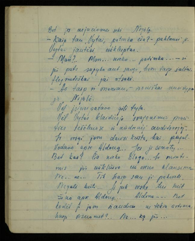 Žurnalisto, literato, vertėjo Kazimiero Pūro kūrybos I sąsiuvinis. Apsakymas (autobiografinė impresija), 1950 m.