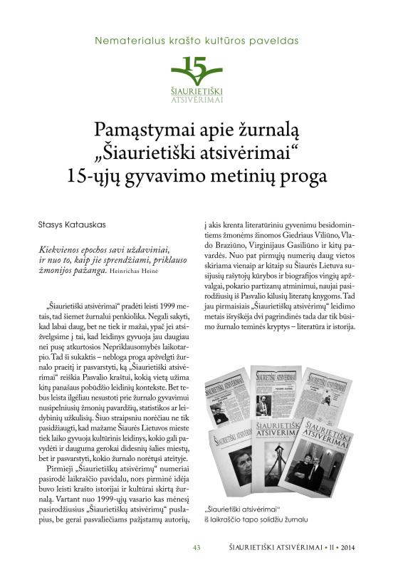 Šiaurietiški atsivėrimai : Pasvalio krašto istorijos ir kultūros žurnalas 2014, nr. 2 (37)