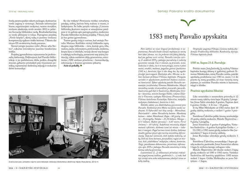 Šiaurietiški atsivėrimai : Pasvalio krašto istorijos ir kultūros žurnalas 2016, nr. 2 (41)