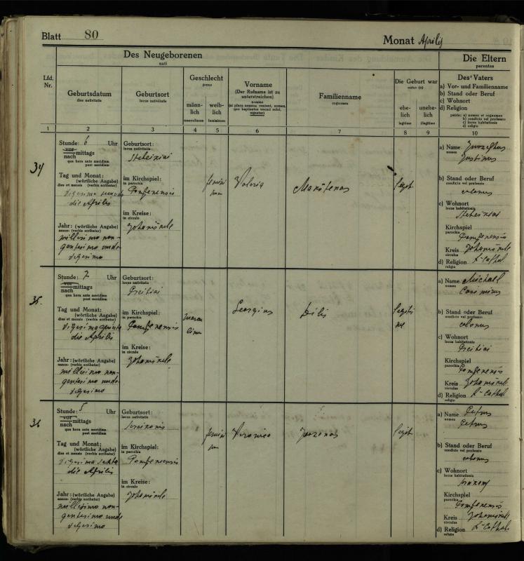 Pumpėnų Romos katalikų parapijos bažnyčios 1916–1921 metų krikšto metrikų knyga