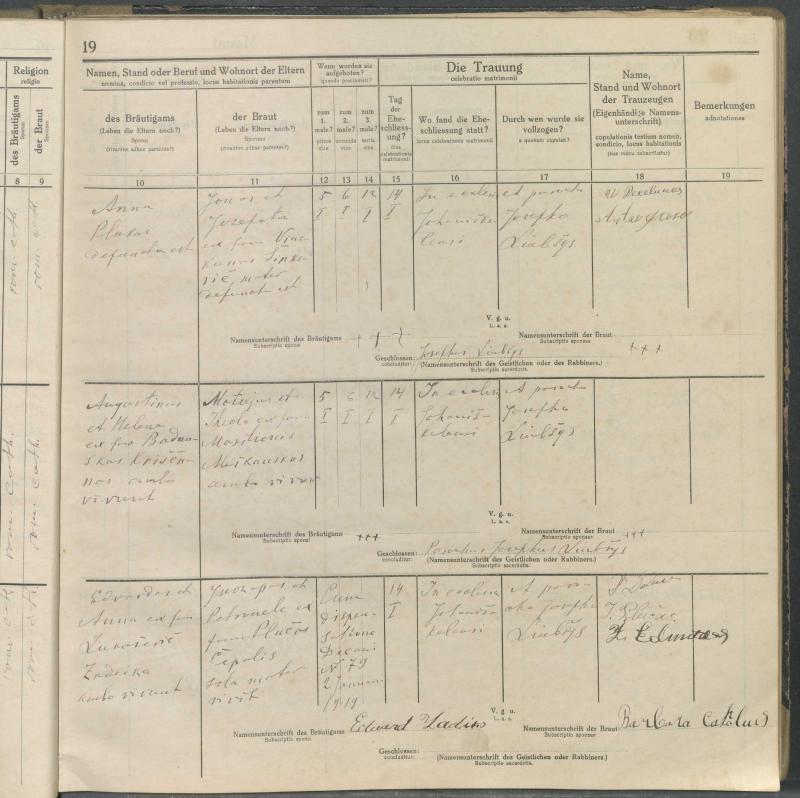 Joniškėlio Romos katalikų parapijos bažnyčios 1917–1919 metų jungtuvių metrikų knyga