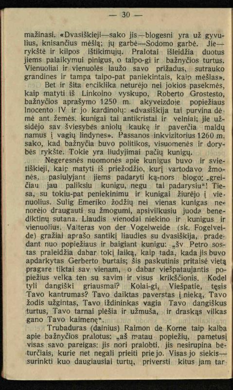 Viduramžių bažnyčios vaizdas / (historiškas piešinėlis Li); sutrumpino ir sulietuvino kun. Jonas Šepetys. – [S.l.]: [s.n.], 1912 (Vilnius: M. Kuktos sp.). – 31 p.