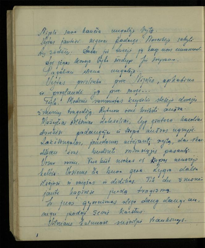 Žurnalisto, literato, vertėjo Kazimiero Pūro kūrybos I sąsiuvinis. Apsakymas (autobiografinė impresija), 1950 m.