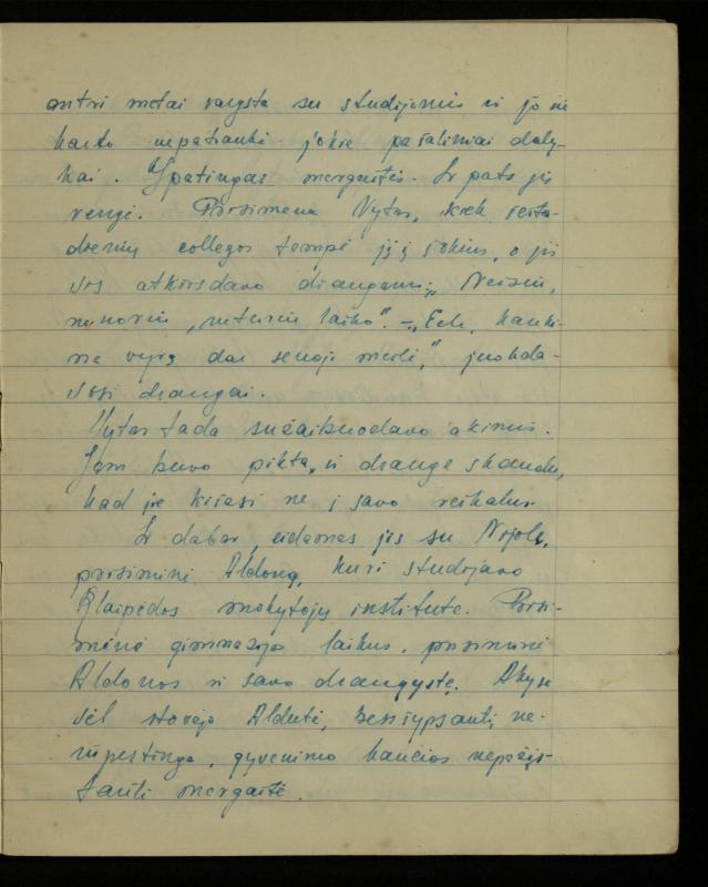 Žurnalisto, literato, vertėjo Kazimiero Pūro kūrybos I sąsiuvinis. Apsakymas (autobiografinė impresija), 1950 m.
