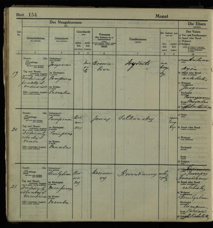 Pumpėnų Romos katalikų parapijos bažnyčios 1916–1921 metų krikšto metrikų knyga