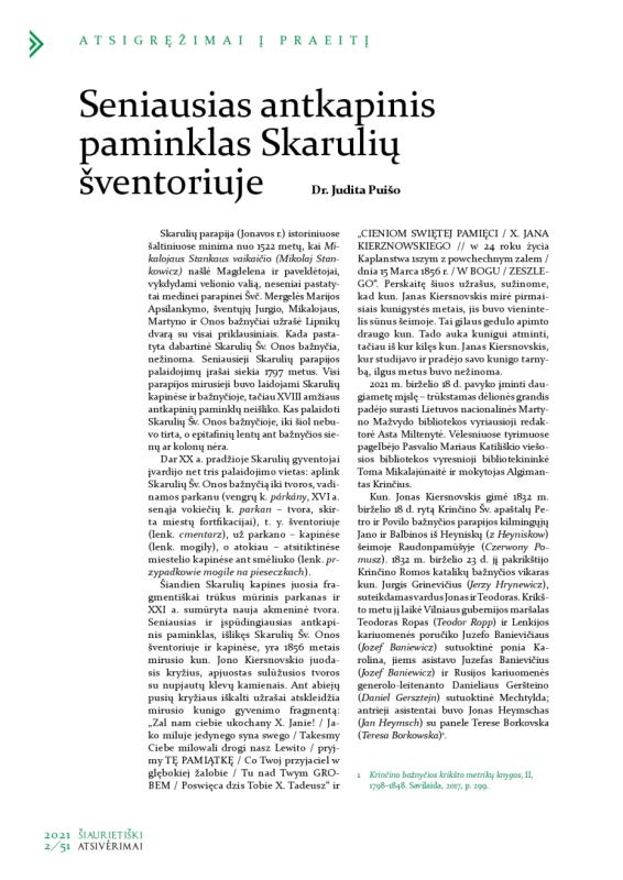 Šiaurietiški atsivėrimai : Pasvalio krašto istorijos ir kultūros žurnalas 2021, nr. 2 (51)