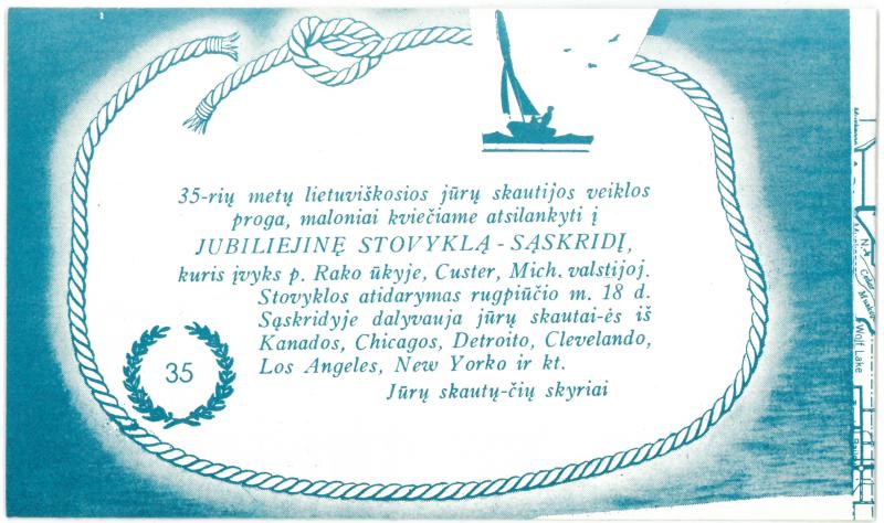 Kvietimas rašytojui, savaitraščio „Tėviškės Žiburiai“ redaktoriui Česlovui Senkevičiui  į jubiliejinę stovyklą-sąskrydį