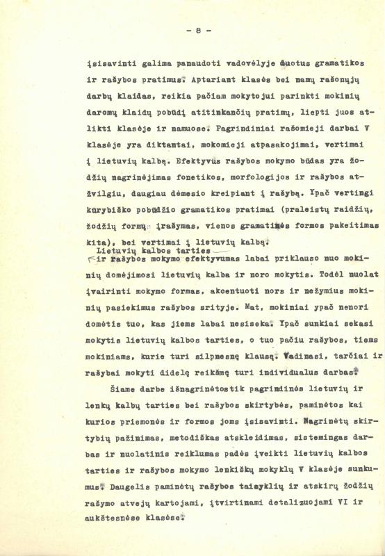 Lietuvių filologo, „Visuotinės lietuvių enciklopedijos“ vyriausiojo redaktoriaus, vertėjo, žurnalisto Antano Elizeušo Račio darbas „Lietuvių kalbos rašybos mokymas lenkiškų mokyklų penktoje klasėje“