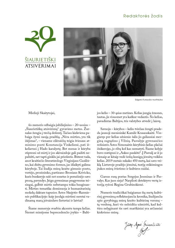 Šiaurietiški atsivėrimai : Pasvalio krašto istorijos ir kultūros žurnalas 2019, nr. 2 (47)