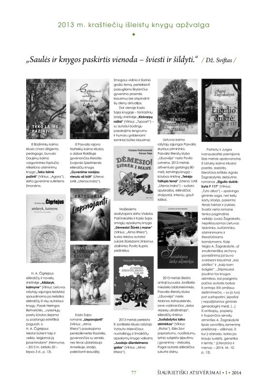 Šiaurietiški atsivėrimai : Pasvalio krašto istorijos ir kultūros žurnalas 2014, nr. 1 (36)